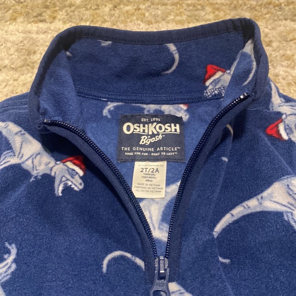 Oshkosh Toddler Boy Blue Christmas Dinosaur Pullover 2T - Picture 2 of 4